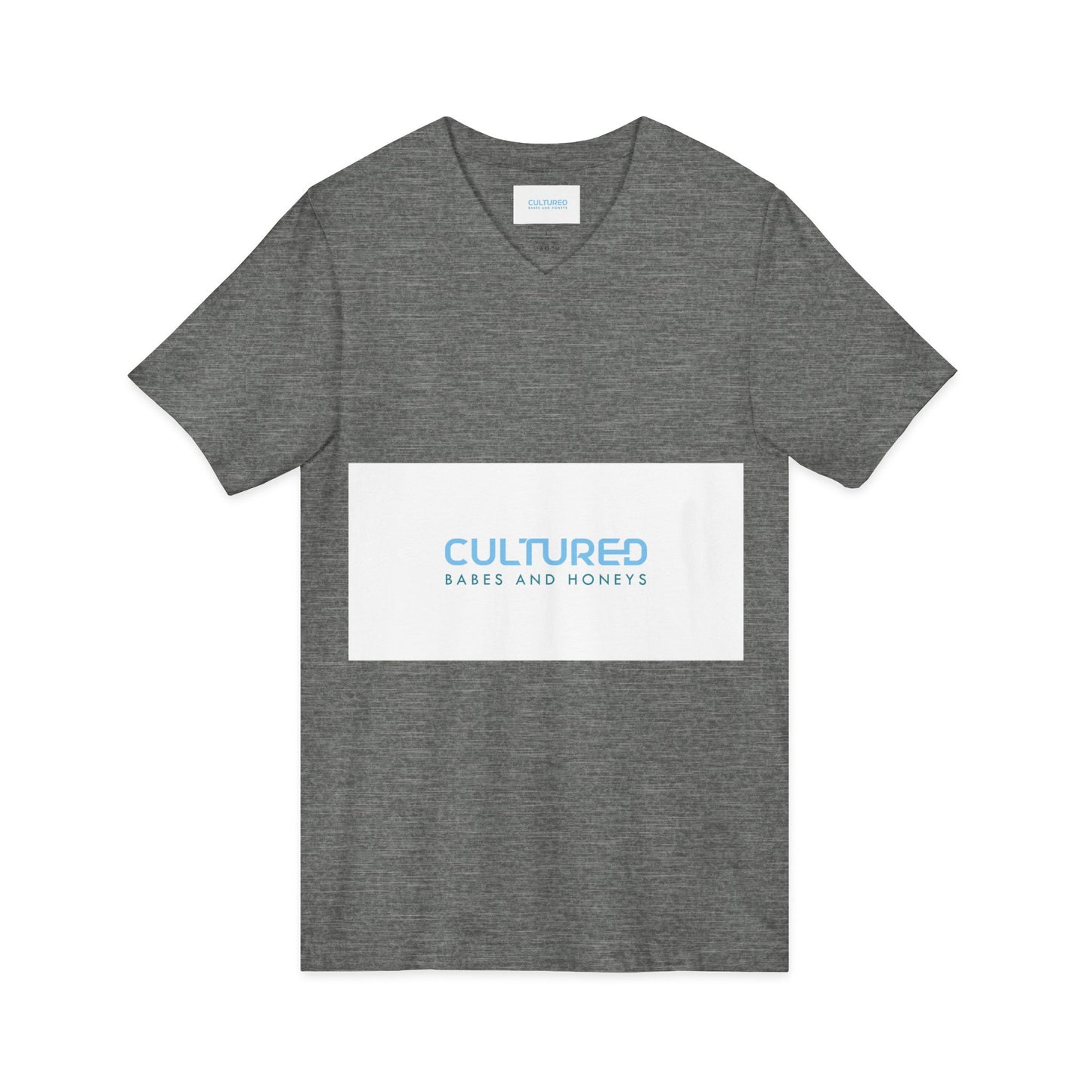 Cultured V-Neck Tee — "Cultured Babes and Honeys" Minimal Logo Shirt