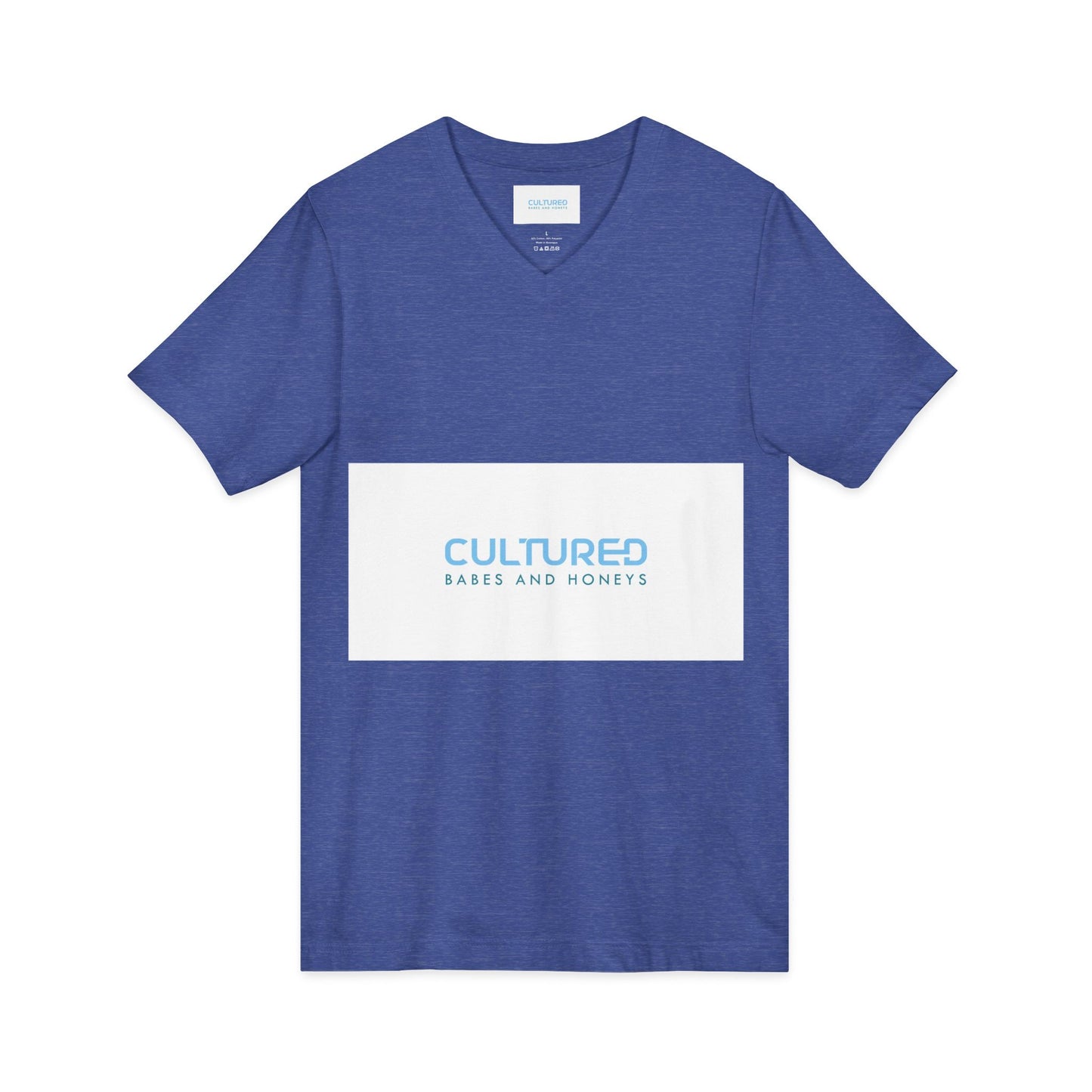 Cultured V-Neck Tee — "Cultured Babes and Honeys" Minimal Logo Shirt