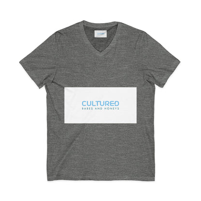 Cultured V-Neck Tee — "Cultured Babes and Honeys" Minimal Logo Shirt